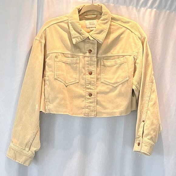 BDG Cropped Cream Corduroy Raw Hem Cropped Jacket Size XS - Picture 7 of 12